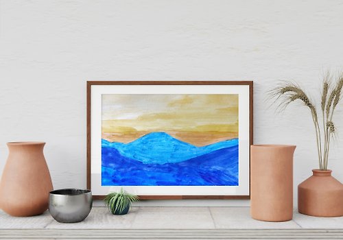 ArtLizzi 【山】- 極簡藍山抽像風景藝術 家居裝飾 牆藝術