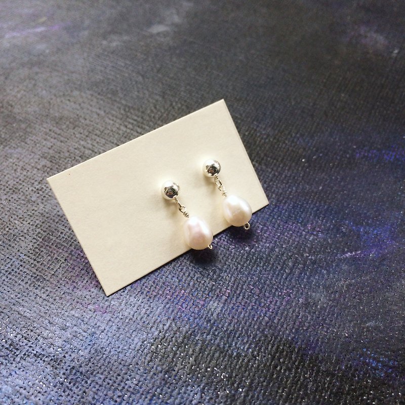 925 silver-simple pearl earrings - ต่างหู - ไข่มุก ขาว