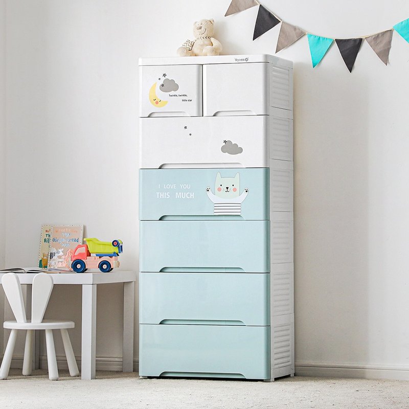 Yeya 58-sided wide childlike style six-layer drawer storage cabinet-DIY-multiple colors available - Storage - Plastic Blue