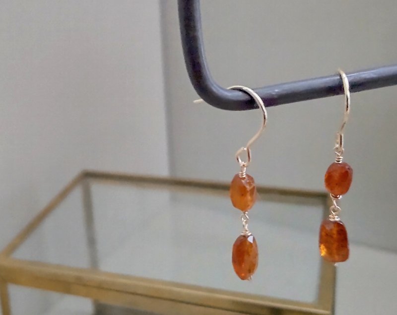 Orange Kyanite / k14gf earrings - ต่างหู - เครื่องประดับพลอย สีส้ม