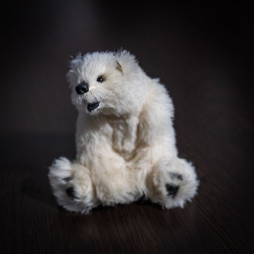Tasha's craft Teddy Bear - Stuffed Animal - Realistic Mohair Polar Teddy Bear