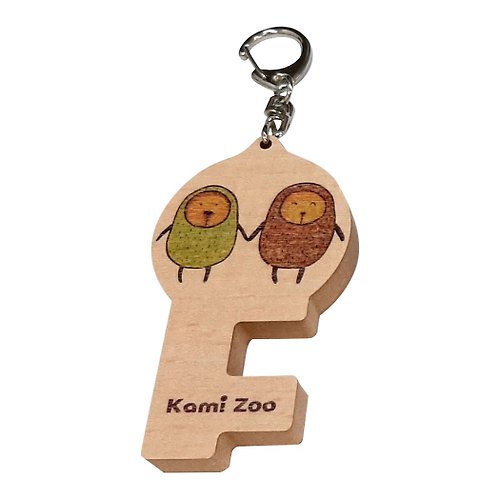 PRINT+SHAPE 木質手機架鑰匙圈 情侶 客製化禮物 鑰匙包 手機支架 吊飾 動物