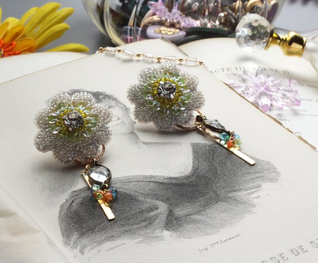 Clear flower lover earrings -2way- - Shop Bell.lily7 Earrings
