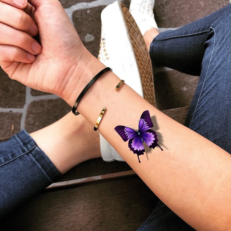 Purple Butterfly Temporary Fake Tattoo Sticker (Set of 2) - OhMyTat