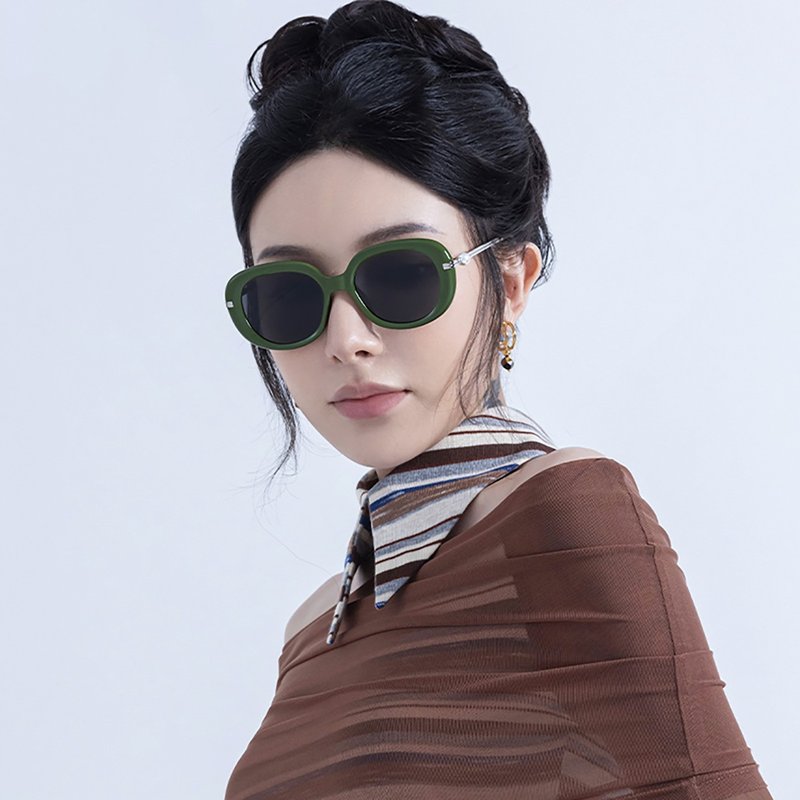 [Free Shipping] Weishang Sunglasses Women's 2024 New Sunglasses Anti-UV Fashion Round Face Polarized Glasses - Glasses & Frames - Other Materials 