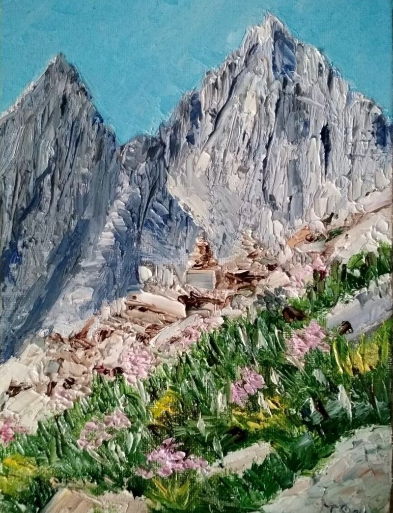 Mount Whitney Original oil painting 24x18 cm - 壁貼/牆壁裝飾 - 其他材質 