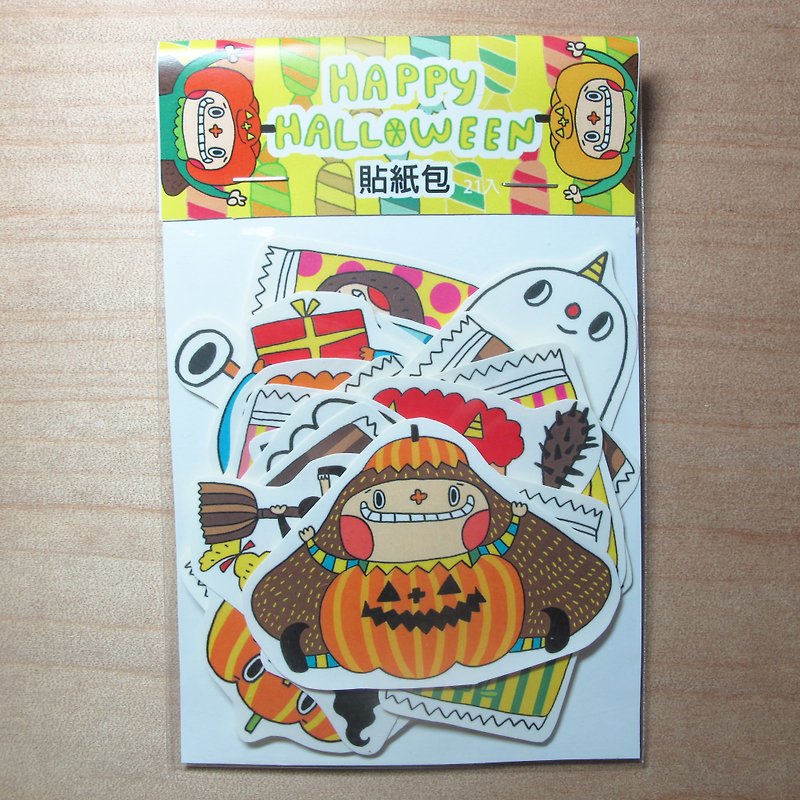 花大鼻 Happy Halloween貼紙包 - 貼紙 - 紙 多色