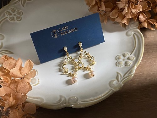 Lady Elegance 施華洛世奇水晶珍珠 法式優雅珍珠耳環 氣質款