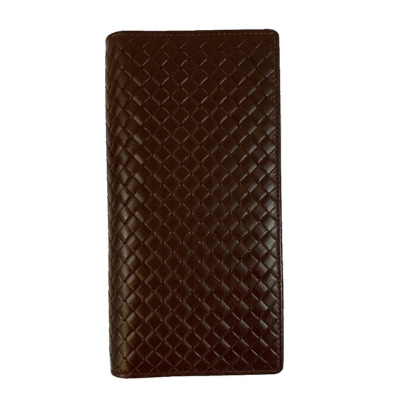 【ギフトボックスバッグ】CROSS 特別価格 新品展示トップ カーフスキン 織り柄 22枚カード ロングクリップ - 財布 - 革 ブラウン