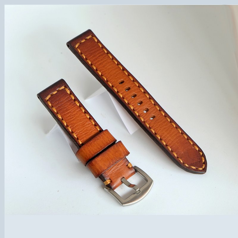 Watch strap, vintage model, genuine leather, tan , size 18 mm., 20 mm., 22 mm., - Watchbands - Genuine Leather Brown