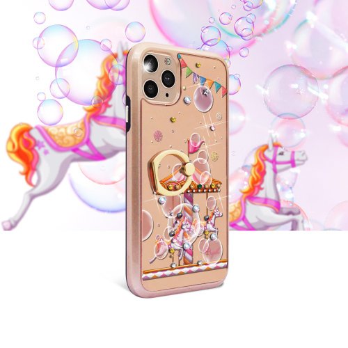 apbs 雅品仕 水晶彩鑽手機殼 iPhone 11 全系列水晶彩鑽全包鏡面指環扣雙料手機殼-旋轉夢幻