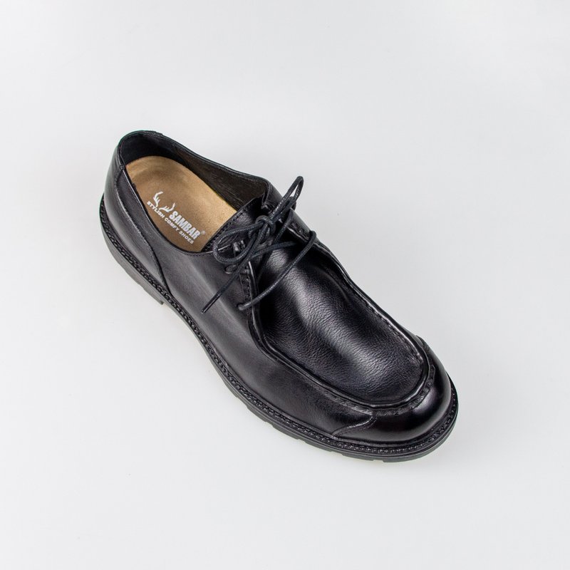 Tumbled leather kangaroo men's shoes/black/308D last - รองเท้าหนังผู้ชาย - หนังแท้ สีดำ