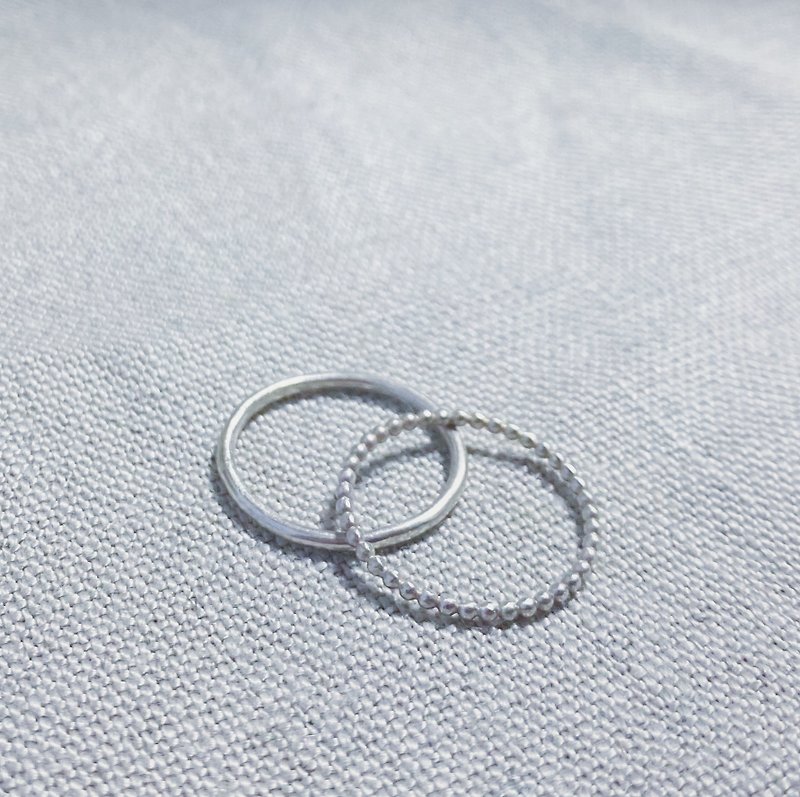 Set of 2 Grain ring and simple ring - แหวนทั่วไป - โลหะ สีเงิน