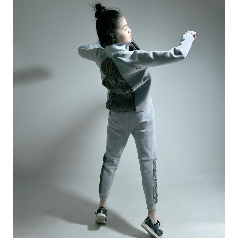 手工編織運動外套 - 女運動上衣/背心 - 聚酯纖維 灰色