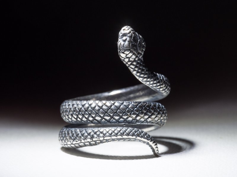 Adjustible size Snake ring. Coiled Snake metall ring. Twisted Snake animal ring - แหวนทั่วไป - วัสดุอื่นๆ 