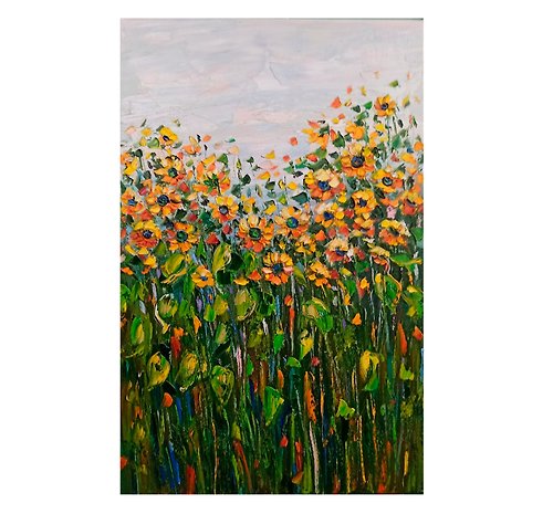 Antonova_Artworks 的向日葵油畫花卉繪畫原創藝術花卉藝術品 Anna Antonova