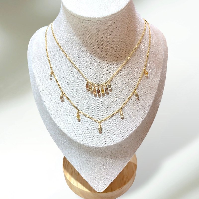 Natural Zircon Necklace | 14K Gold Filled - Necklaces - Gemstone Brown