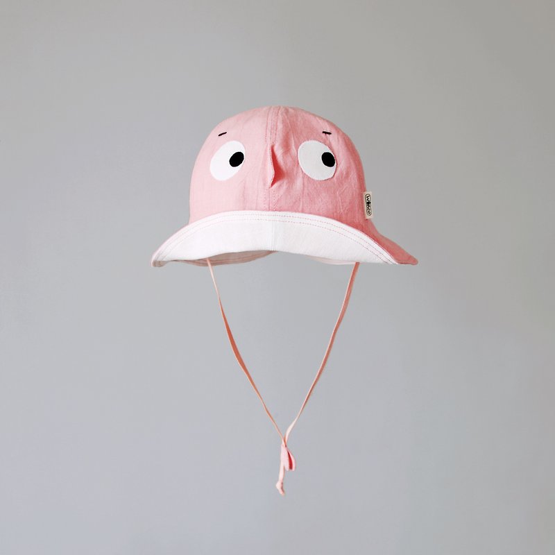 【躲帽帽-粉紅】輕薄水洗棉兒童遮陽帽 - 嬰兒帽/髮帶 - 棉．麻 粉紅色
