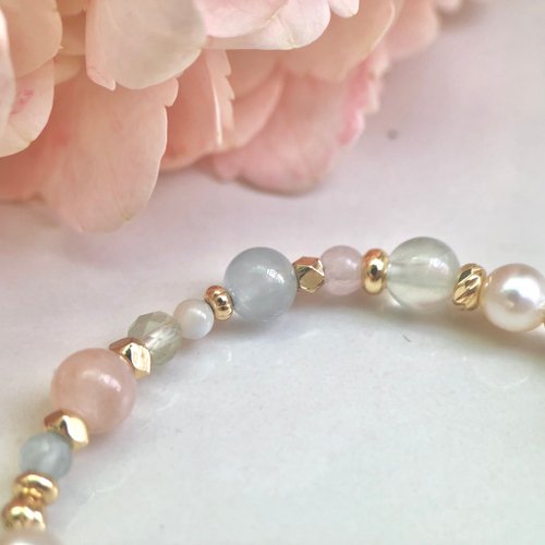 Carati's Heart  Stone Aquamarine Bracelet Elastic Chain New Stone Shallow  - Shop THORNBIRD JEWELRY Bracelets - Pinkoi