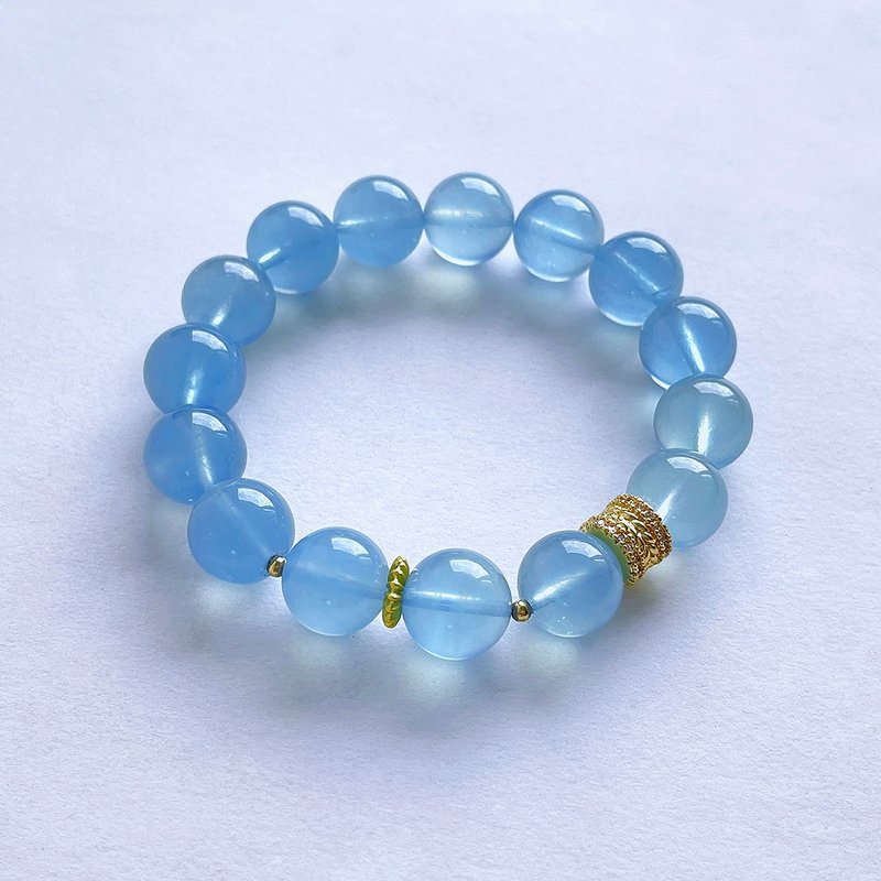 Gemstone natural mineral baby blue aquamarine 11.5 mm bracelet - Bracelets - Gemstone Blue