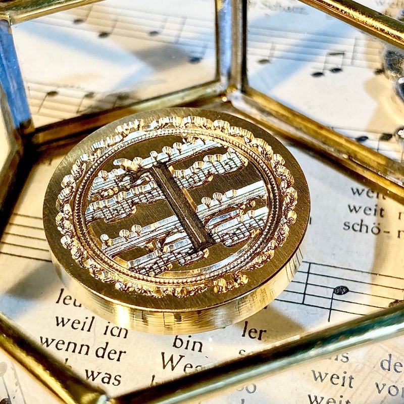 シーリングスタンプ　ヘッド　イニシャル　Ｉ　音楽　楽器　楽譜 - 印章/印台 - 其他金屬 金色