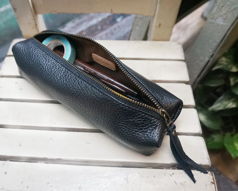 Leather pencil case cosmetic bag