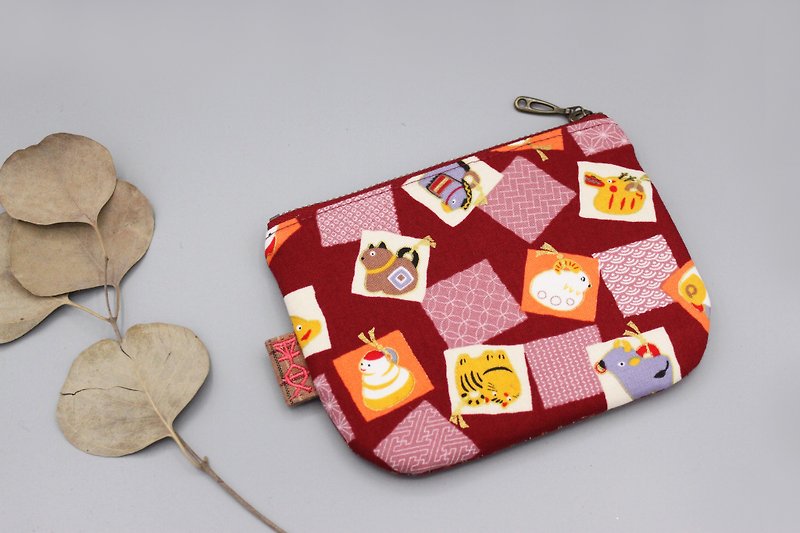 Pia An Xiaole Wallet  - 安全な黄道帯、日本の綿、麻の両面カラー小銭入れ - 財布 - コットン・麻 レッド