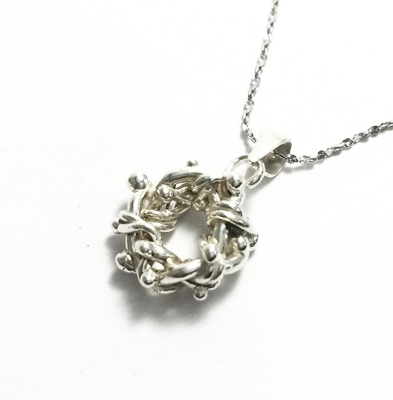 925 Silver Knot Necklace - Necklaces - Sterling Silver White
