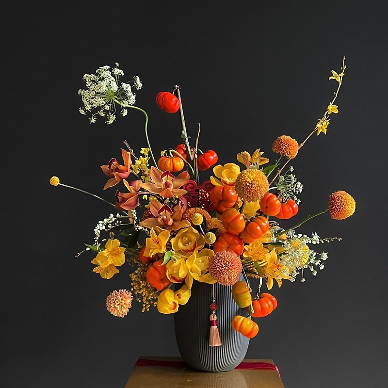 【鮮花】橙黃色春節開幕祝壽鮮花盆花─限台中市 - 其他 - 植物．花 橘色