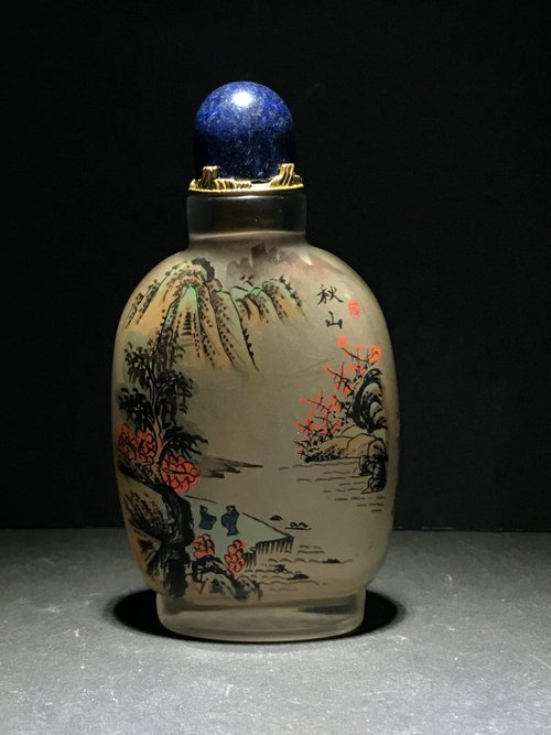 snuff bottle 士拿乎鼻煙壺周樂元秋山清代內畫鼻煙壺琉璃山奇