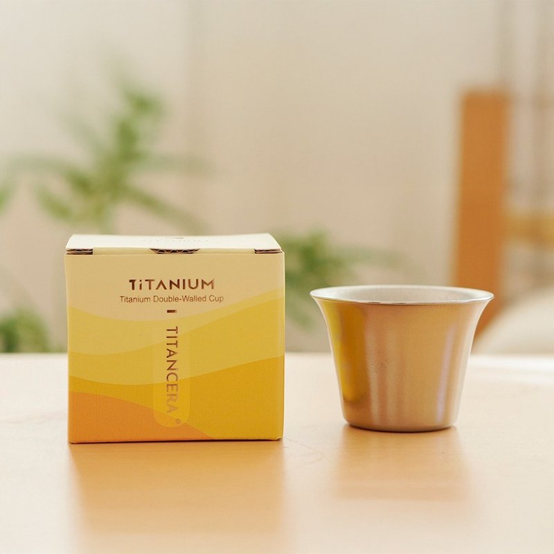 純鈦雙層小茶杯  74ml【買一送一】茶杯/鈦茶杯/鈦酒杯/鈦咖啡杯 - 茶壺/茶杯/茶具 - 其他金屬 銀色