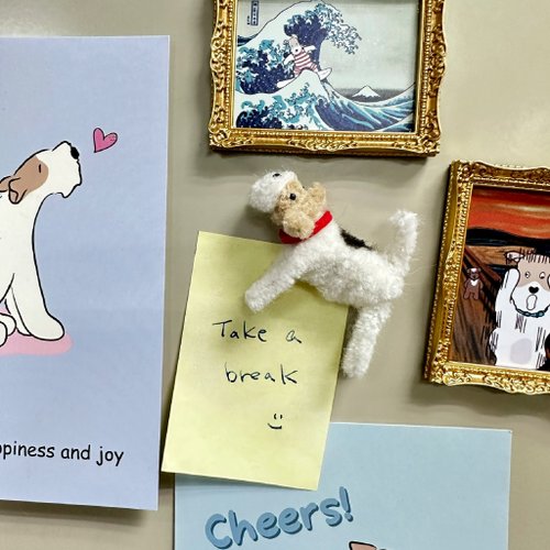 小鐵的遊樂園 Wirefoxterrier 剛毛獵狐梗 梗梗羊毛鈕磁鐵 梗梗款