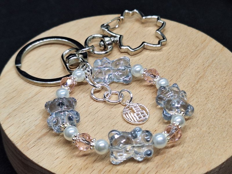 Austrian crystal three-dimensional bear bag keychain - ที่ห้อยกุญแจ - เครื่องประดับพลอย 