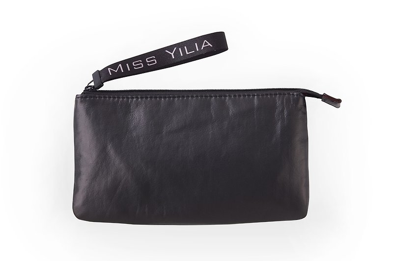 original design fashion clutch/wristlet bag black soft hand-feeling chic - Clutch Bags - Faux Leather Black