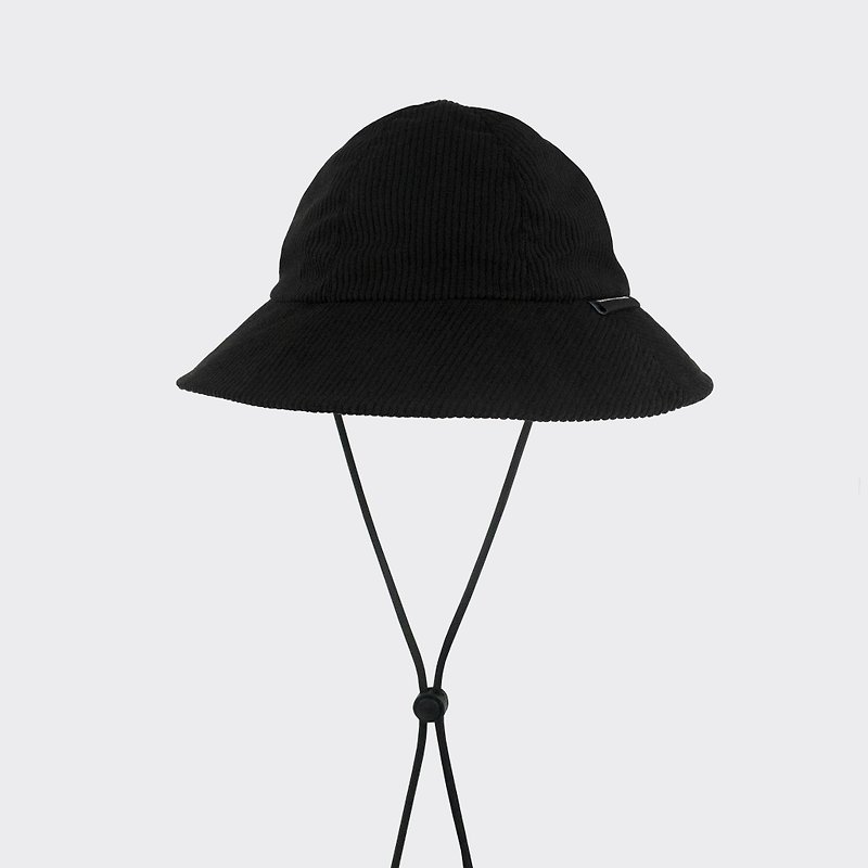 หมวกบัคเก็ต ผ้าลูกฟูก สีดำ - หมวก - เส้นใยสังเคราะห์ สีดำ