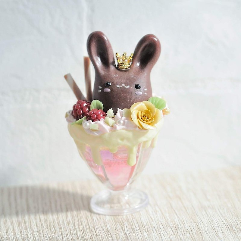 :│Sweet Dream│:Black Bunny Berry Sundae Bubble Ice/Bag Ornaments/Pure Ornaments/Gifts - Keychains - Clay Transparent