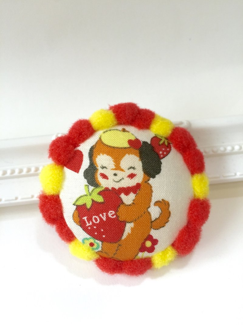 bon bon - Strawberry dog ​​hair wreath ring (white) - Bibs - Cotton & Hemp Red