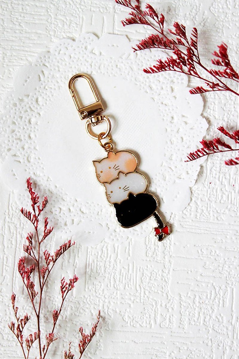 【Key Ring/Charm】Stacked Cat Charm - Keychains - Resin 