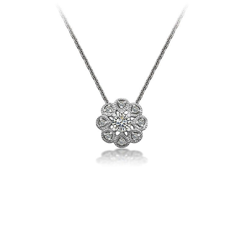 Sun Flower Shape Diamond Necklace