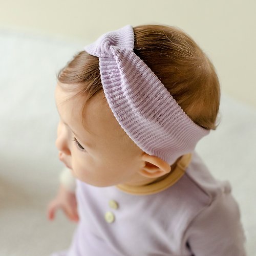 日安朵朵 Happy Prince 韓國製 Bebe純色交叉針織女嬰兒童髮帶