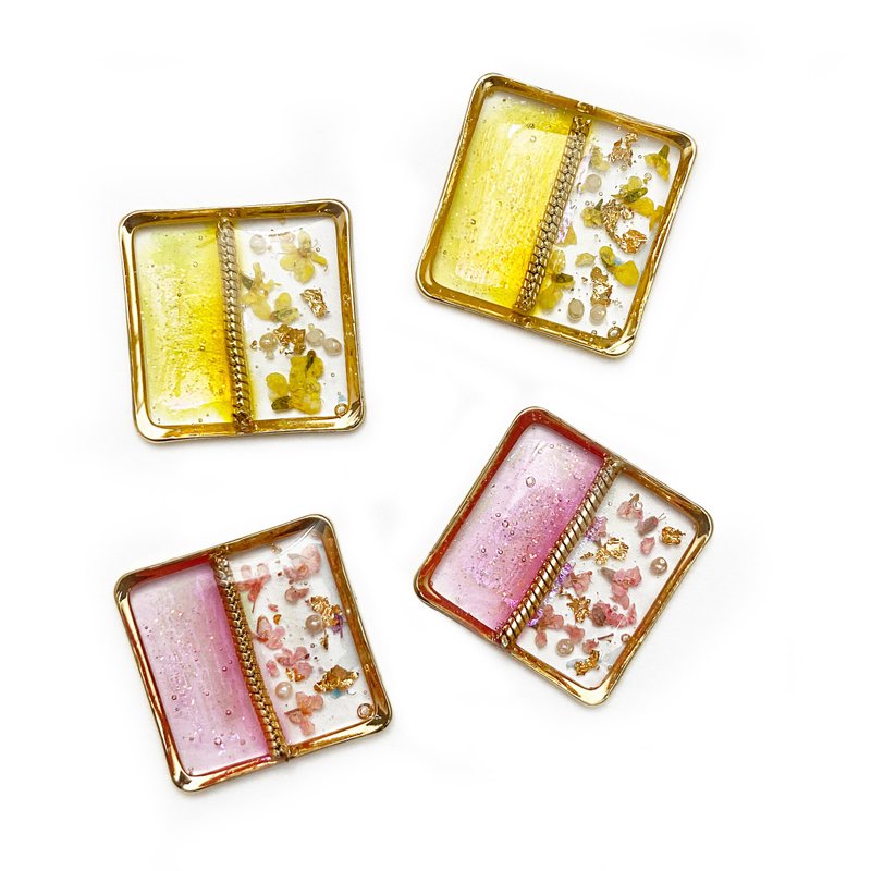 日本樹脂乾燥花透感耳環(可改夾) - 耳環/耳夾/耳骨夾 - 樹脂 多色