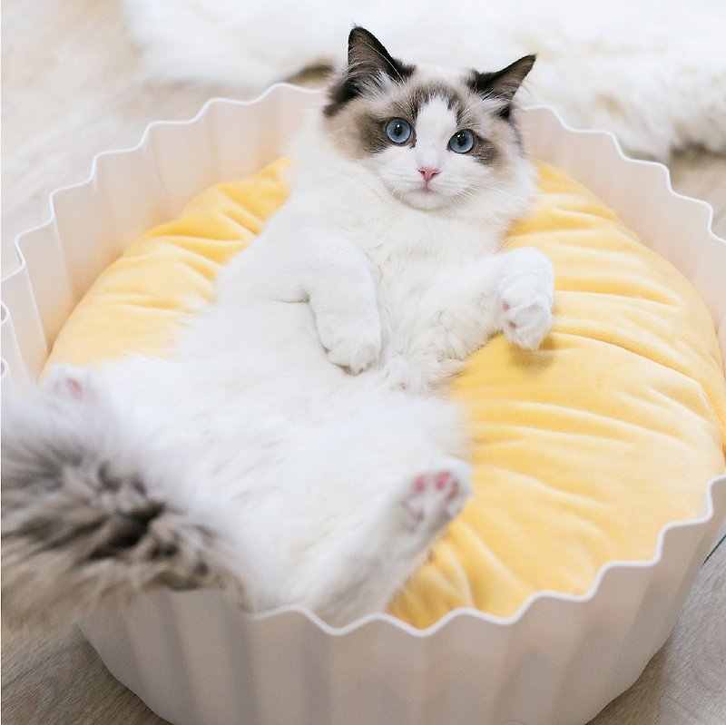 エッグタルト猫用トイレペット用トイレ猫用ベッド四季ユニバーサルペット用トイレパッド犬小屋パッド取り外し可能で洗える - 寝具 - プラスチック イエロー