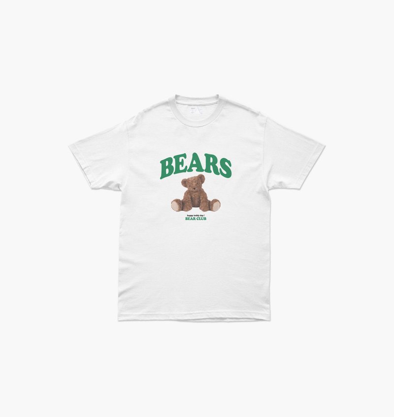 上衣 HAY : Bears T-Shirt - White / Oatmeal / Green (unisex) - 女 T 恤 - 棉．麻 