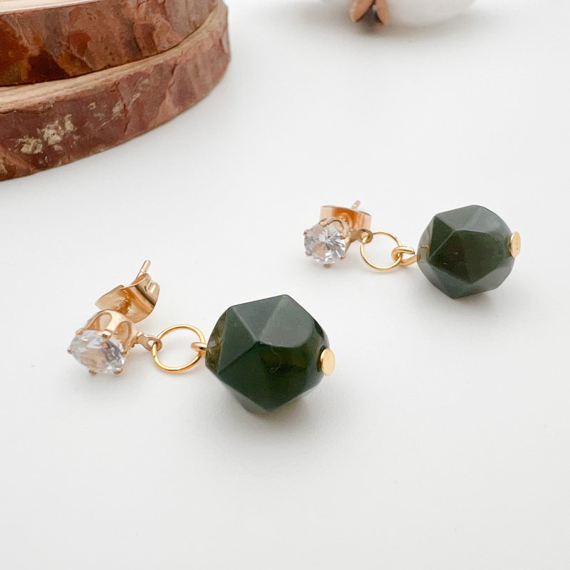 Qingqing River | Aquatic Agate Natural Stone Earrings - Earrings & Clip-ons - Crystal Green