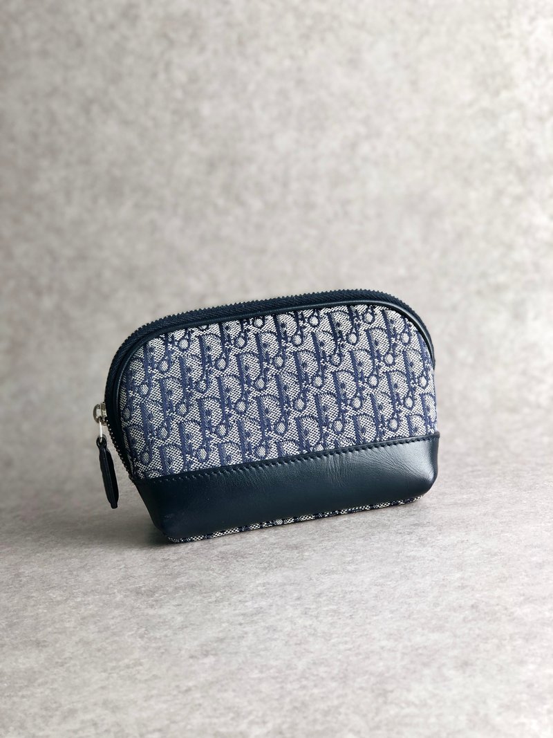 【 日本直送　名牌中古包 】Christian Dior クリスチャン ディオール トロッター ポーチ ネイビー vintage ヴィンテージ pin86n - 化妝包/收納袋 - 棉．麻 藍色