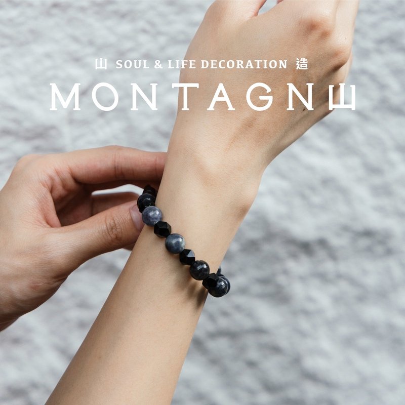 【Montagne】CLASP | 堇青石。黑瑪瑙手鍊 - 手鍊/手環 - 水晶 