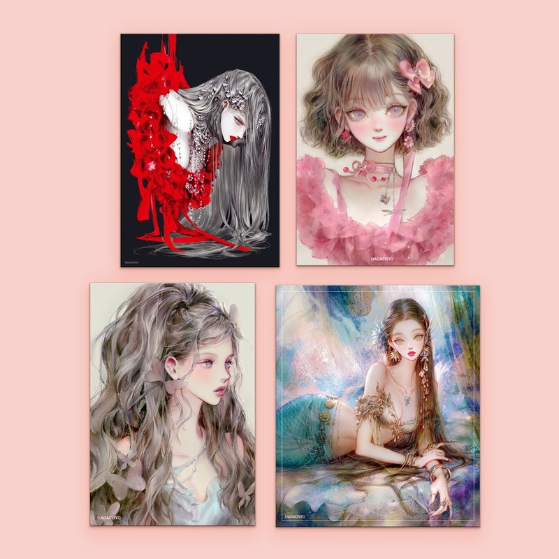 (NEW) # Post card 4 - 卡片/明信片 - 紙 紫色