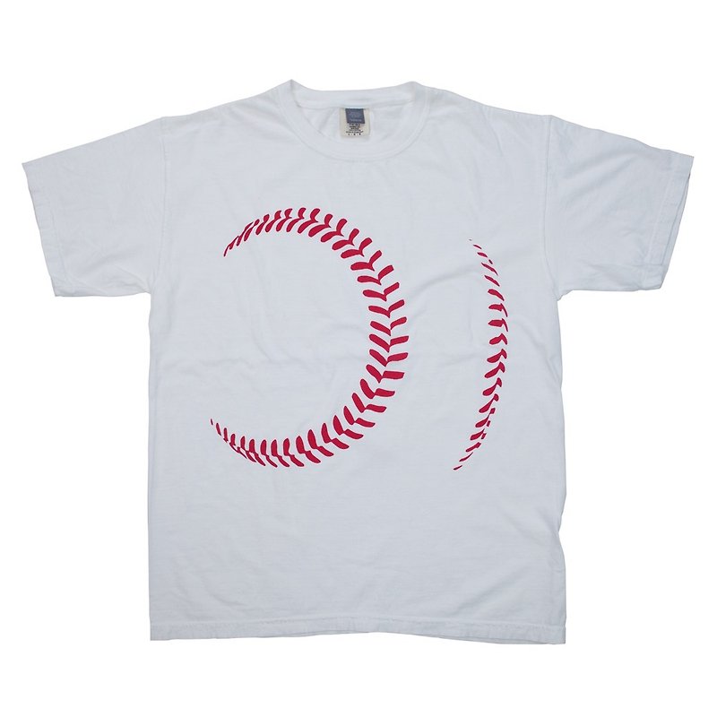 Baseball ball print T-shirt Unisex S ~ XL size Tcollector - เสื้อฮู้ด - ผ้าฝ้าย/ผ้าลินิน ขาว