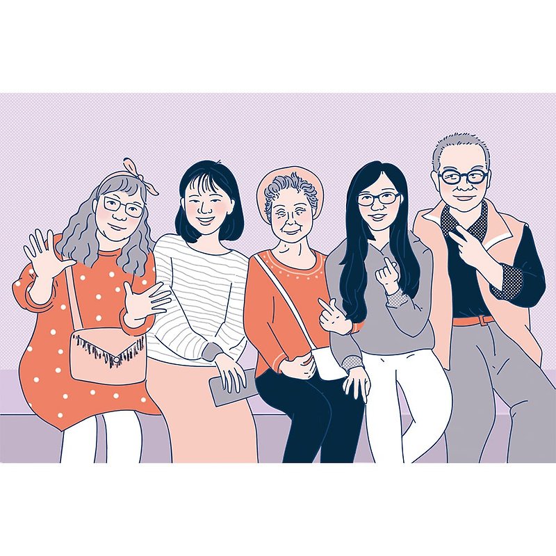 The family portrait commemoration of the customized portrait illustrator of Xiyan painted - Customized Portraits - Other Materials Purple