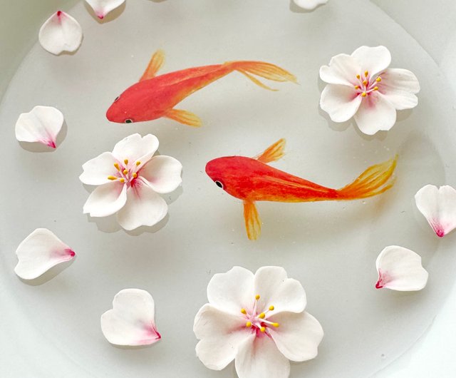 サンプル 光るキーホルダー 金桜金魚 桜イルミネーション